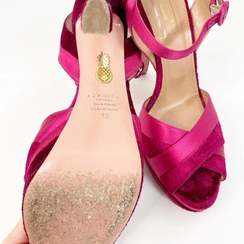 Aquazzura Satin Velvet Coquette Platform Heels